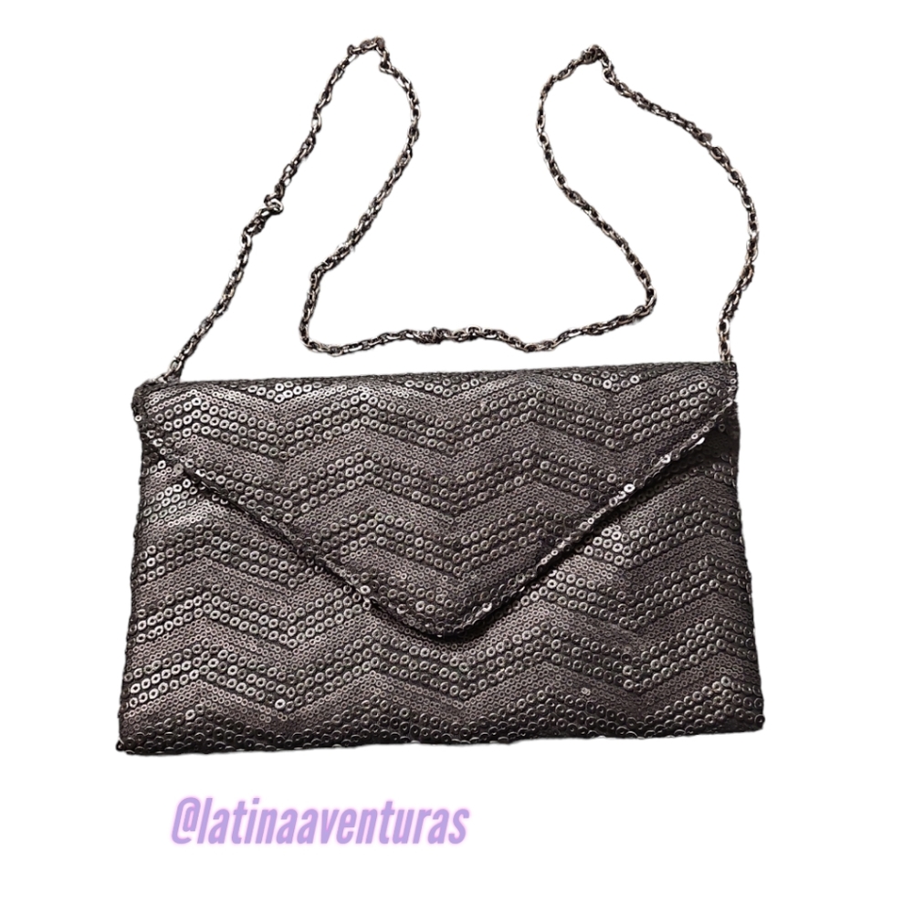 Urban Expressions Women Purse Size Large Envelope Clutch Black Sequin